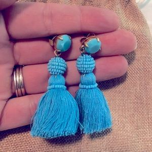 J.Crew tassel earrings. Light Blue & gold.
